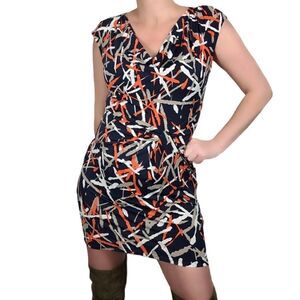 Michael Kors Black and Orange Scoop Neck Dress